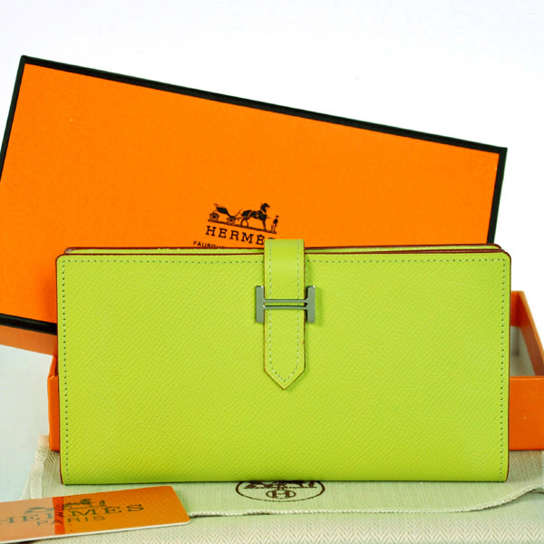 208 Hermes 2 snodata portafoglio in pelle originale in verde